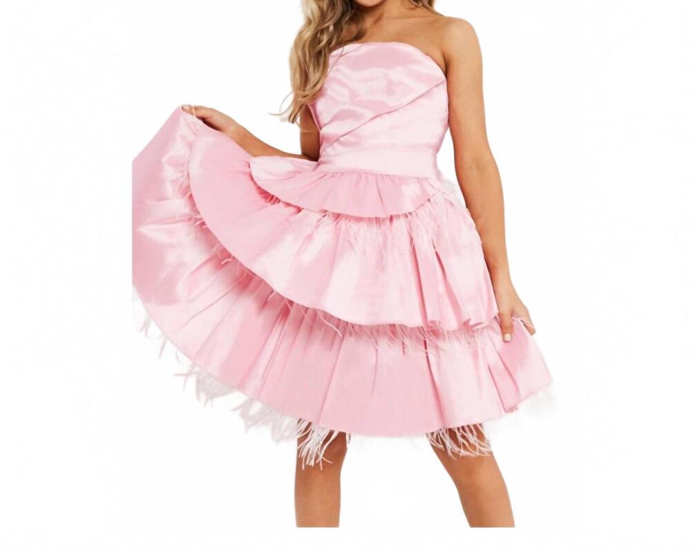 NEW JOVANI fit and flare ruffle skirt dress in pink